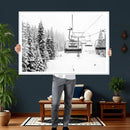 Winter Forest Wall Art Canvas Print – Framed Snowy Mountain