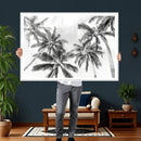 Black and White Palm Wall Art Canvas Print – Framed