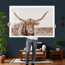 Longhorn Cow Wall Art Canvas Print – Framed Texas Ranch