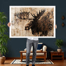 Moose Canvas Wall Art — Rustic Wildlife Painting Print | by MyGreatCanvas | Canvas Wall Art Prints | Photo Prints & Wall Decor