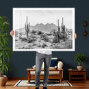 Black White Arizona Desert Canvas Wall Art Cactus Farmhouse