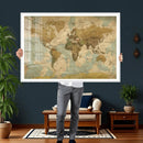 Vintage World Map Wall Art Canvas Print, Detailed World Map