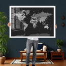 Black World Map Wall Art Canvas Print – Detailed Map of the by MyGreatCanvas | Canvas Wall Art Prints | Photo Prints & Wall Decor