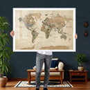 Framed World Map Wall Art for Home and Office Decor