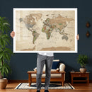 Framed World Map Wall Art for Home and Office Decor