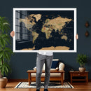 Vintage World Map Canvas on the Dark Background Wall Art