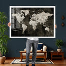Vintage World Map Wall Art Canvas Print – Framed Large Map