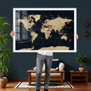 Dark World Map Canvas Wall Art Print, Minimal Black and Gold by MyGreatCanvas | Canvas Wall Art Prints | Photo Prints & Wall Decor