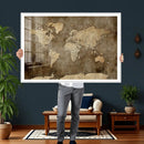 Dark Vintage World Map Canvas Wall Art Print, Antique Map