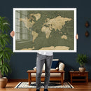 Large World Map Canvas Wall Art Print for Study Room Decor -