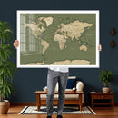 Vintage World Map Canvas Wall Art Print, Classic Global Map