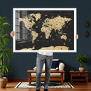 Vintage Blue and Brown World Map Canvas Wall Art – Framed by MyGreatCanvas | Canvas Wall Art Prints | Photo Prints & Wall Decor