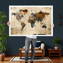 Rustic Watercolor World Map Canvas Wall Art – Framed Travel by MyGreatCanvas | Canvas Wall Art Prints | Photo Prints & Wall Decor