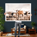 Texas Longhorn Cattle Wall Art Canvas Print, Sepia Western by MyGreatCanvas | Canvas Wall Art Prints | Photo Prints & Wall Decor