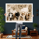 Western Longhorn Herd Wall Art Canvas Print, Sepia Texas by MyGreatCanvas | Canvas Wall Art Prints | Photo Prints & Wall Decor