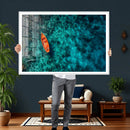 Turquoise Ocean Boat Wall Art Canvas Print by MyGreatCanvas | Canvas Wall Art Prints | Photo Prints & Wall Decor
