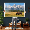 Bison in Mountain Landscape Wall Art Canvas Print – Western by MyGreatCanvas | Canvas Wall Art Prints | Photo Prints & Wall Decor
