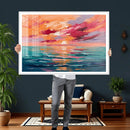 Bold Palette Knife Ocean Sunset Canvas — Orange Pink Teal by MyGreatCanvas | Canvas Wall Art Prints | Photo Prints & Wall Decor