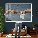 Funny Bathroom Canvas Wall Art, Michelangelo Creation of by MyGreatCanvas | Canvas Wall Art Prints | Photo Prints & Wall Decor