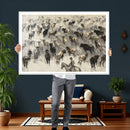 Cowboy Cattle Drive Canvas Wall Art, Western Longhorn Herd by MyGreatCanvas | Canvas Wall Art Prints | Photo Prints & Wall Decor