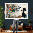 Banksy Butterfly Girl Wall Art Canvas Print, Framed Street by MyGreatCanvas | Canvas Wall Art Prints | Photo Prints & Wall Decor