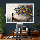 Banksy Graffiti Butterfly Girl Wall Art Canvas Print, Framed by MyGreatCanvas | Canvas Wall Art Prints | Photo Prints & Wall Decor