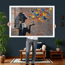 Urban Banksy Butterfly Girl Wall Art Canvas Print, Framed by MyGreatCanvas | Canvas Wall Art Prints | Photo Prints & Wall Decor