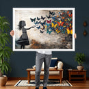 Banksy Butterfly Girl Wall Art Canvas Print, Framed Street by MyGreatCanvas | Canvas Wall Art Prints | Photo Prints & Wall Decor