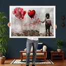 Girl Graffiti Wall Art Canvas Print, Red Balloon Heart by MyGreatCanvas | Canvas Wall Art Prints | Photo Prints & Wall Decor