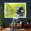 Plumeria Frangipani Black Stone Canvas | White Flower Spa by MyGreatCanvas | Canvas Wall Art Prints | Photo Prints & Wall Decor