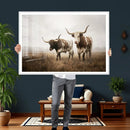 Texas Longhorn Canvas Wall Art Western Bull Desert Moody by MyGreatCanvas | Canvas Wall Art Prints | Photo Prints & Wall Decor