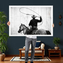 Cowboy Lasso Canvas Wall Art, Black White Western Horse by MyGreatCanvas | Canvas Wall Art Prints | Photo Prints & Wall Decor