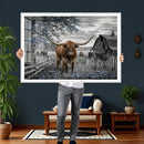 Texas Longhorn Canvas Wall Art, Rustic Farm Barn Bluebonnet by MyGreatCanvas | Canvas Wall Art Prints | Photo Prints & Wall Decor