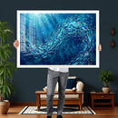 School of Fish Canvas Print | Blue Ocean Underwater Wall Art by MyGreatCanvas | Canvas Wall Art Prints | Photo Prints & Wall Decor