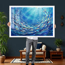 School of Fish Canvas Print | Blue Ocean Underwater Wall Art by MyGreatCanvas | Canvas Wall Art Prints | Photo Prints & Wall Decor