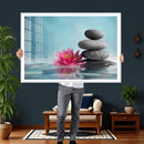 Zen Canvas Wall Art Lotus Flower Stacked Stones Teal Spa by MyGreatCanvas | Canvas Wall Art Prints | Photo Prints & Wall Decor