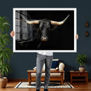 Black Bull Wall Art – Majestic Longhorn Canvas Print with