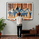Rustic Wood Style Mountain Wall Art, Nature Forest Canvas