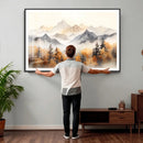 Abstract Mountain Wall Art | Misty Mountain Forest and