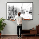 Ski Wall Art - Ski Lift Wall Art Canvas Print Snow Covered by MyGreatCanvas | Canvas Wall Art Prints | Photo Prints & Wall Decor