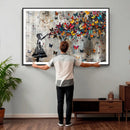 Banksy Butterfly Girl Wall Art – Modern Graffiti Canvas