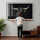 Majestic Longhorn Bull Wall Art Canvas Print – Dark by MyGreatCanvas | Canvas Wall Art Prints | Photo Prints & Wall Decor