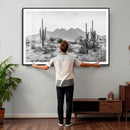 Black White Arizona Desert Canvas Wall Art Cactus Farmhouse