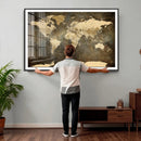 Large Framed Vintage World Map Wall Art Print for Home Wall by MyGreatCanvas | Canvas Wall Art Prints | Photo Prints & Wall Decor