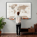 Framed Large World Map Canvas Print for Office Decor by MyGreatCanvas | Canvas Wall Art Prints | Photo Prints & Wall Decor