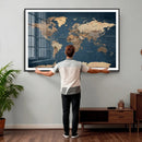 Navy Blue World Map Canvas Print – Framed Travel Map Wall by MyGreatCanvas | Canvas Wall Art Prints | Photo Prints & Wall Decor