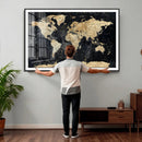 Framed Large World Map Wall Art Canvas Print for Living Room by MyGreatCanvas | Canvas Wall Art Prints | Photo Prints & Wall Decor