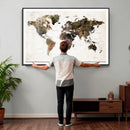 Watercolor World Map Print - Large Wall Art Canvas Print for