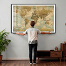 Vintage World Map Wall Art Canvas Print, Detailed World Map