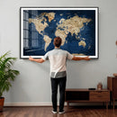 World Map Canvas Print – Framed Travel Map Wall Art for